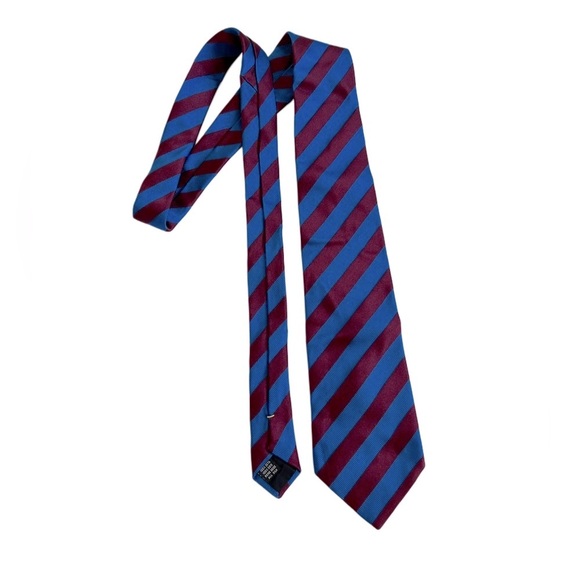 Dormeuil Since 1842 France 100% Silk blue burgundy striped classic business tie - Picture 1 of 4